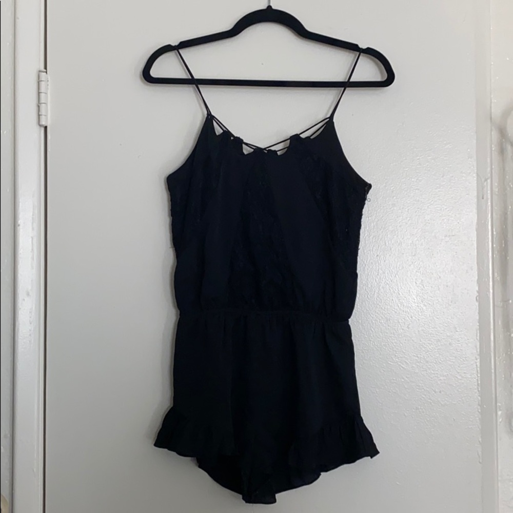 Gianni Bini Black Ruffle Romper Size XS
